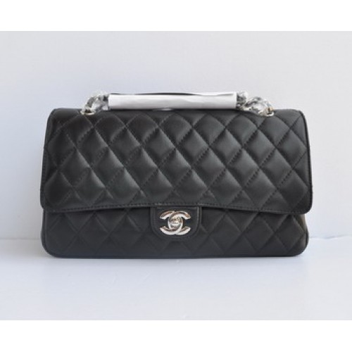 Chanel Marble 2.55 Sac à main à double rabat 1113 Noir avec chaîne en argent