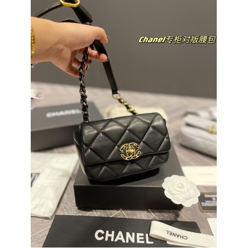 Sac Ceinture Chanel 19 Original Cuir Mouton AS2388 Noir