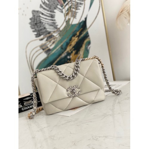 Sac à rabat Chanel 19 AS1160 AS1161 AS1162 Off White Silver Hardware