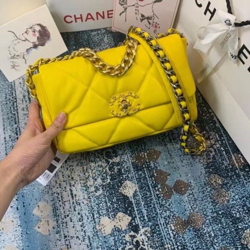 Sac à rabat Chanel 19 AS1160 AS1161 AS1162 jaune