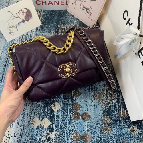 Sac à rabat Chanel 19 AS1160 violet profond