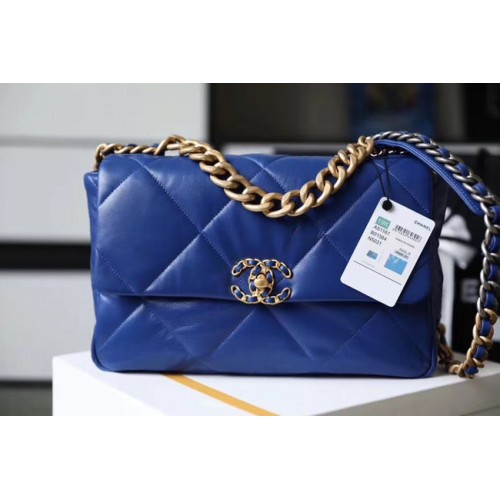 Sac à rabat Chanel 19 AS1161 bleu