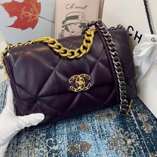 Sac à rabat Chanel 19 AS1161 violet foncé