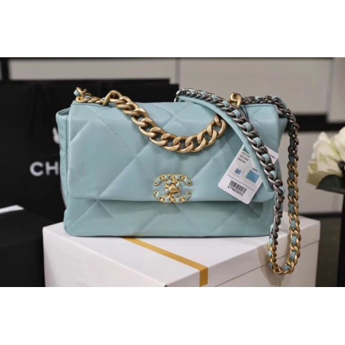 Sac à rabat Chanel 19 AS1161 bleu clair