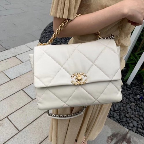 Sac à rabat Chanel 19 AS1161 blanc