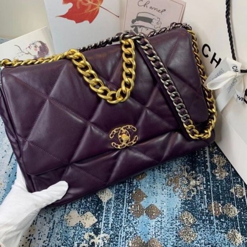 Sac à rabat Chanel 19 AS1162 violet foncé