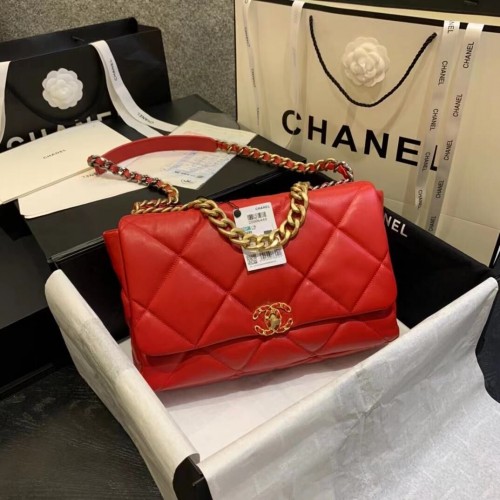 Chanel 19 sac à rabat AS1162 rouge