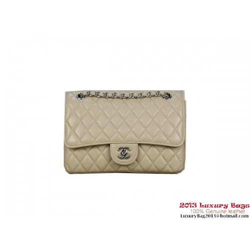 Chanel 2.55 Sac à rabat classique Cuir de mouton abricot Argent