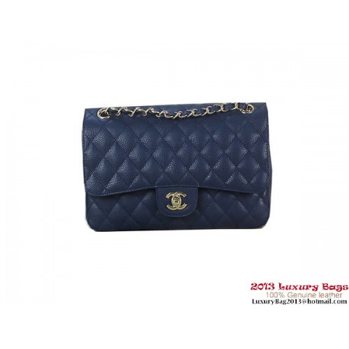 Chanel 2.55 Classic Flap Bag RoyalBlue Original Cannage Patterns Cuir Doré