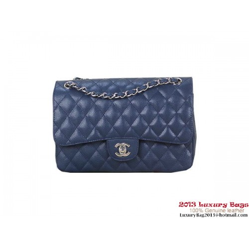Chanel 2.55 Classic Flap Bag RoyalBlue Original Cannage Patterns Cuir Argent