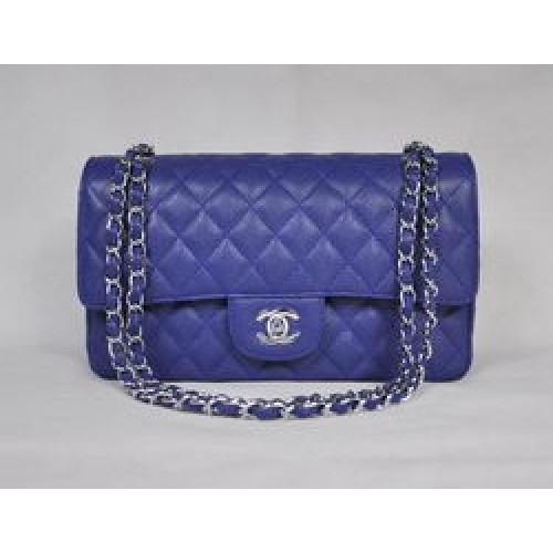 Chanel 2.55 Sac à rabat matelassé 1112 Bleu avec quincaillerie argentée