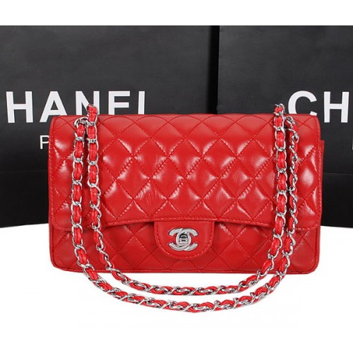 Chanel Série 2.55 Sac 1112 Cuir de Mouton Rouge Argent