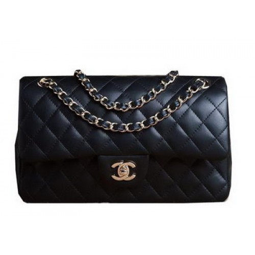 Chanel Série 2.55 Sac Original En Peau De Mouton Noir CHA1112 Or