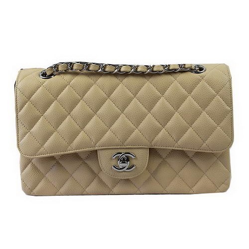 Chanel Série 2.55 Sacs Cuir Motif Cannage Abricot CFA1112 Argent
