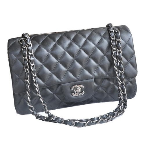 Sacs Chanel Série 2.55 Cuir de Mouton Noir CHA1112 Argent