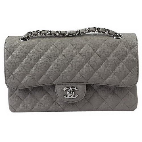 Sacs Chanel Série 2.55 Cuir Motif Cannage Gris CFA1112 Argent