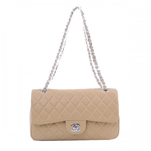 Chanel Série 2.55 Sac à rabat classique 1112 Abricot en peau de mouton Argent