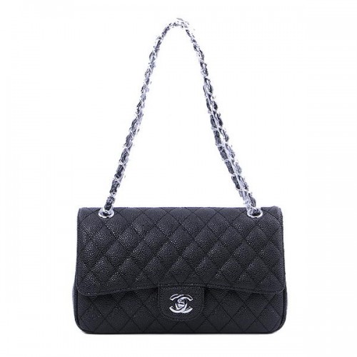 Chanel 2.55 Series Classic Flap Bag 1112 Noir Cannage Motif Argent