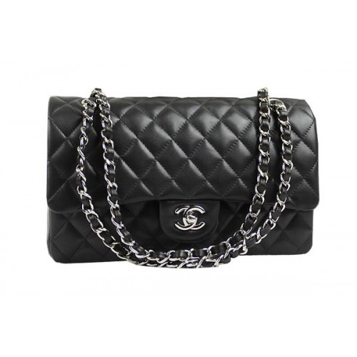 Chanel Série 2.55 Sac à rabat classique 1112 Noir Cuir de mouton d'origine Argent