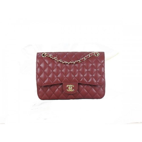 Chanel 2.55 Series Classic Flap Bag 1112 Burgundy Original Cannage Pattern Leather Gold