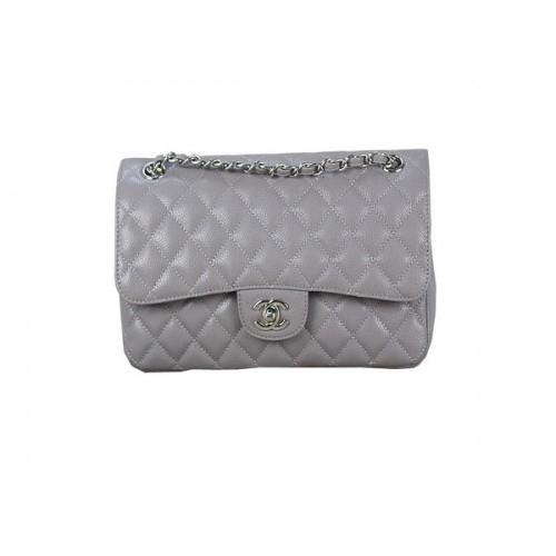 Chanel 2.55 Series Classic Flap Bag 1112 Gris Original Cannage Pattern Leather Silver