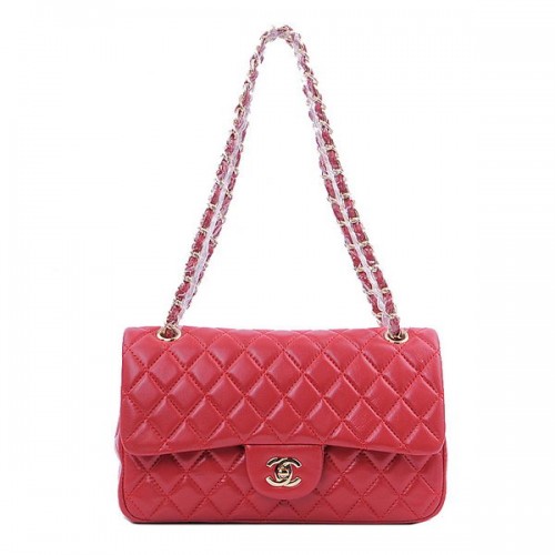 Chanel Série 2.55 Sac à rabat classique 1112 Or en peau de mouton rouge