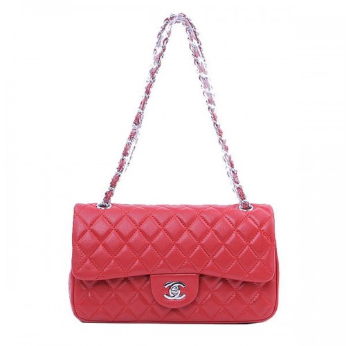 Chanel Série 2.55 Sac à rabat classique 1112 en peau de mouton rouge argent