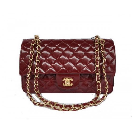 Pas cher Chanel 2.55 Series Flap Bag 1112 Cuir verni marron Quincaillerie dorée