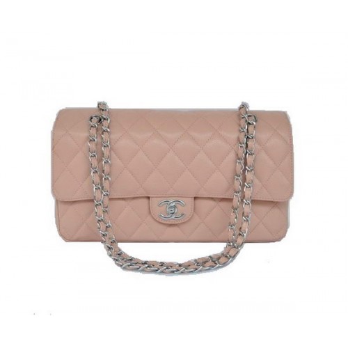 Pas cher Chanel 2.55 Series Flap Bag 1113 Cuir Rose Matériel Argenté