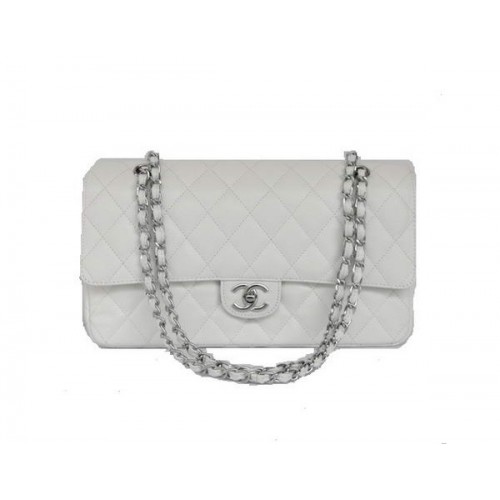 Pas cher Chanel 2.55 Series Flap Bag 1113 Cuir Blanc Matériel Argenté