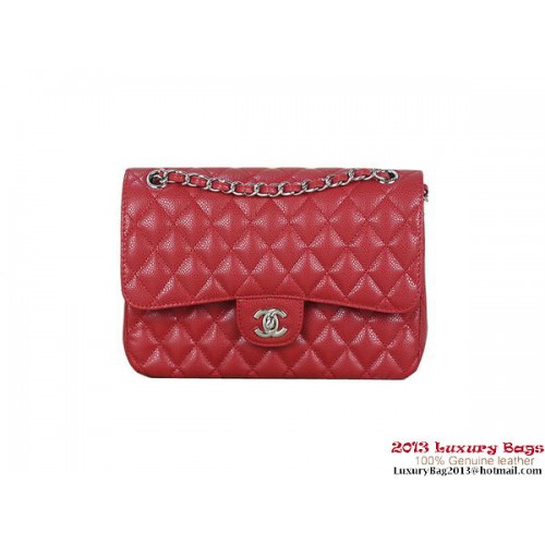 Chanel 2.55 Series Flap Bag Red Original Cannage Patterns Cuir A1112 Argent