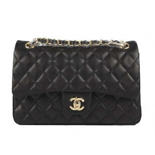 Chanel 2.55 Series Sac à rabat en cuir d'origine A01112 Noir Doré