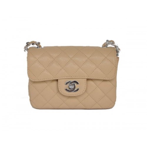 Chanel 2.55 mini sac à rabat 1115 cuir de mouton beige matériel argenté