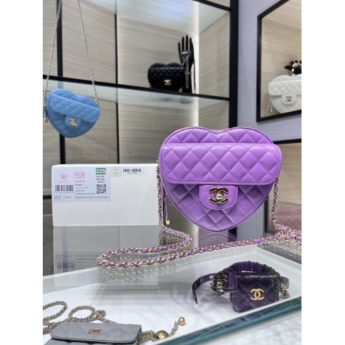 Chanel 2022S Love Heart Original Sac à bandoulière en cuir d'agneau AS3191Y Violet