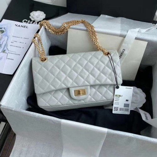 Chanel 2.55 Sac à rabat en cuir de veau A37586 gris clair