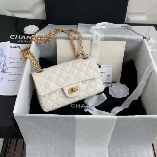 Chanel 2.55 Sac à rabat en cuir de veau A37586 blanc
