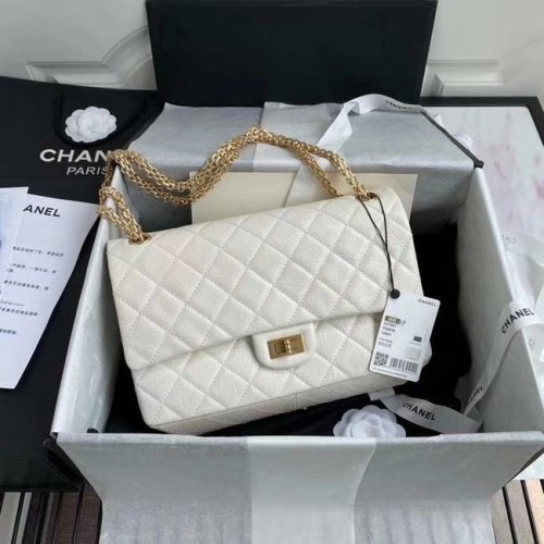 Chanel 2.55 Sac à rabat en cuir de veau A37587 blanc