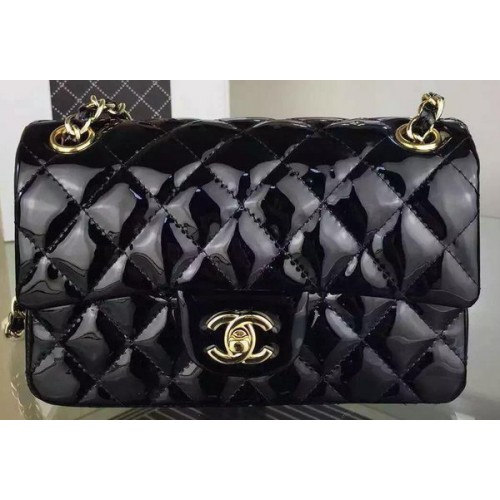 Chanel 2.55 Series Double Flap Bag Noir Cuir verni d'origine CF7024 Or