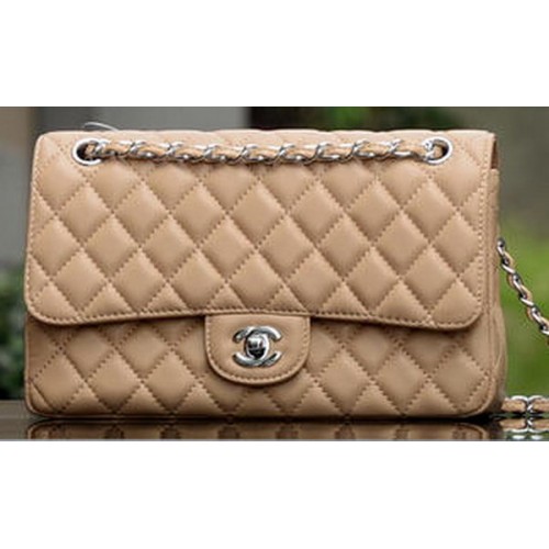 Chanel 2.55 Series Flap Bag Cuir de Mouton Abricot A1112 Argent