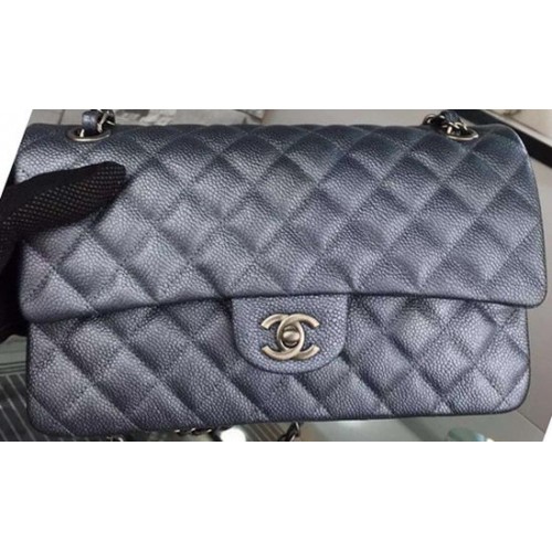 Chanel 2.55 Series Flap Bag Noir Cavier Cuir A05480 Argent