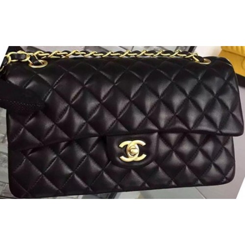 Chanel 2.55 Series Flap Bag Cuir de mouton noir A06375 Or