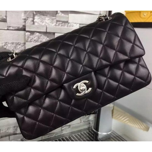 Chanel 2.55 Series Flap Bag Cuir de mouton noir A06375 Argent