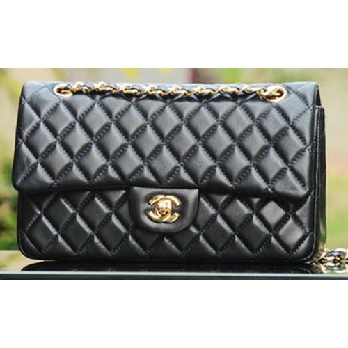 Chanel 2.55 Series Flap Bag Cuir de mouton noir A37586 Or