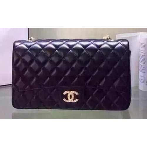 Chanel 2.55 Series Flap Bag Cuir de mouton noir A5016 Noir