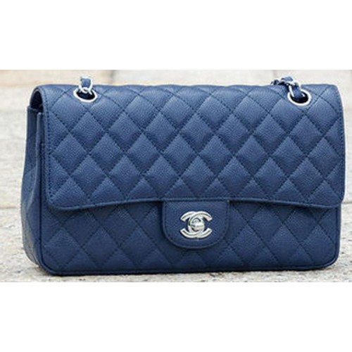 Chanel Série 2.55 Flap Bag Bleu Cannage Motif A1112 Argent