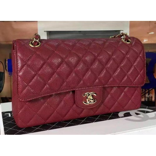Chanel 2.55 Series Flap Bag Bordeaux Cannage Pattern Leather CF8024 Or