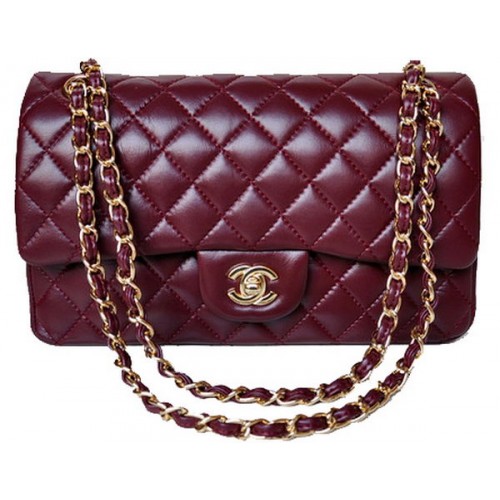 Chanel 2.55 Series Flap Bag Cuir verni bordeaux A1112 Or