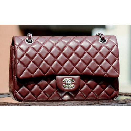 Chanel 2.55 Series Flap Bag Cuir de mouton bordeaux A37586 Argent