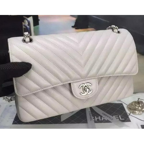 Chanel 2.55 Series Flap Bag Cannage Pattern Chevron Leather A1112 Gris