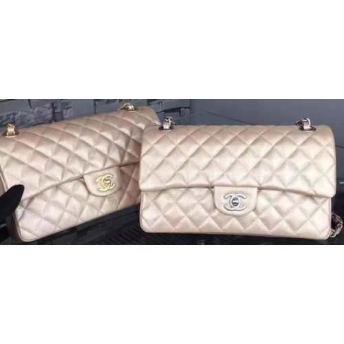 Chanel 2.55 Series Flap Bag Champagne Cavier Cuir A05480 Argent